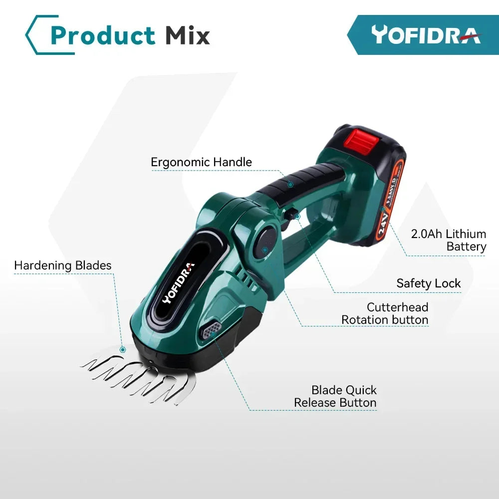 2in1 Electric Hedge Trimmer 20000rpm Household Lawn Mower Garden Scissors Grass Power Tool For Makita 18V Battery Pin