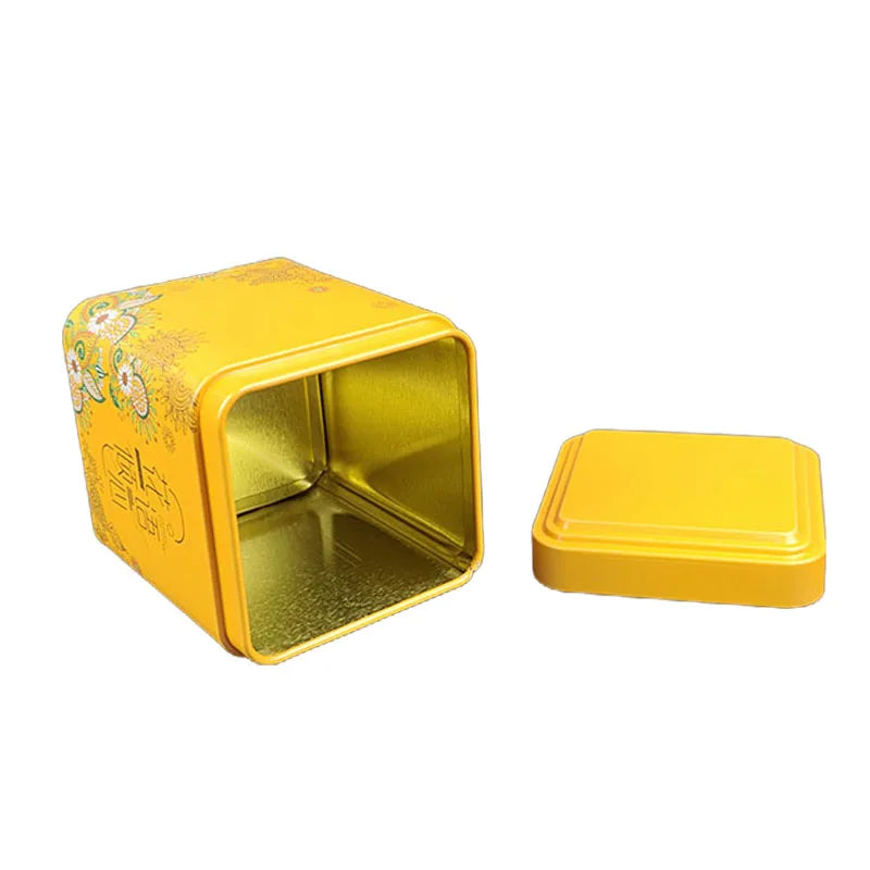 Tea Sealed Box  Kitchen Storage Container Jar Tin Square Can Candy Iron Canister Vintage Tea  Box