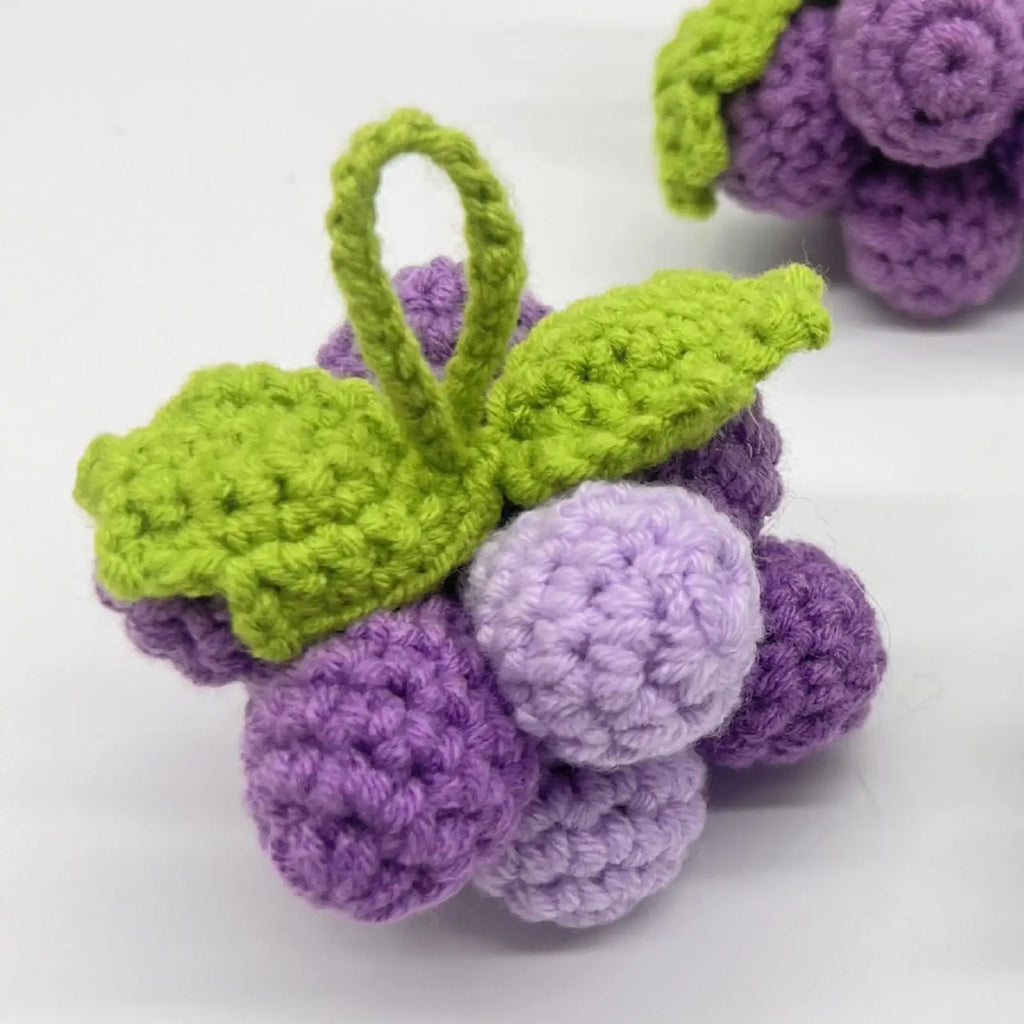 Grape Charms Cute Handcrafted Crochet Ornament Decor Small Bag Charm for Handbag Tote Backpack Keychain Car Women Girls