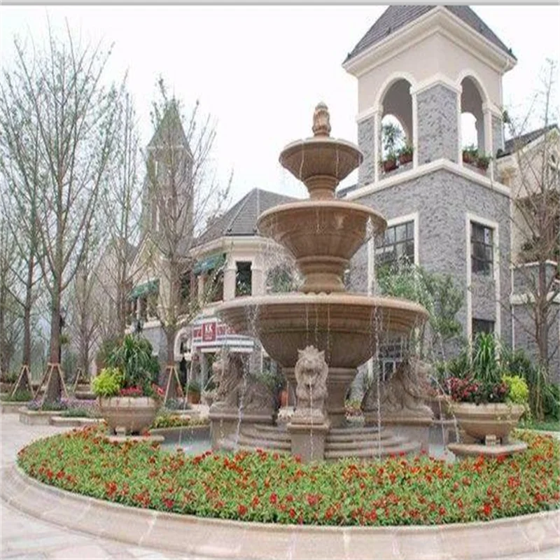 Outdoor Modern European Design Water Fountain Hand Carved Travertine Statue for Villas Hotels Garden Products