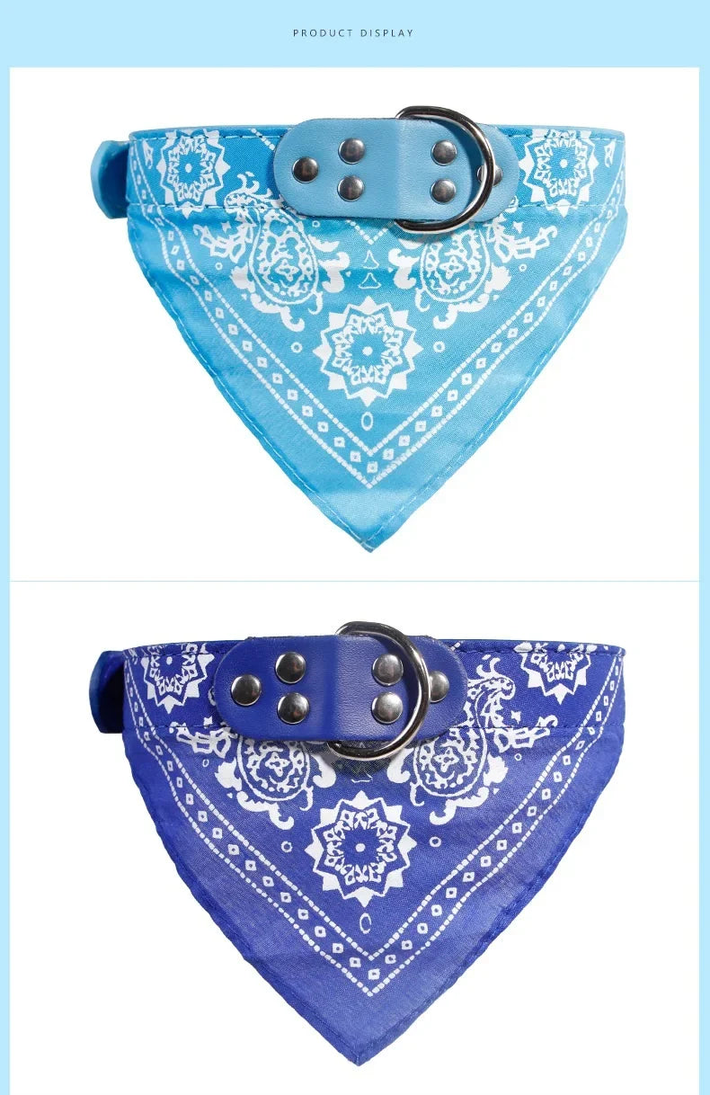 Adjustable Dog Bandana Leather Printed Soft Collar For Dog Pet Supplies Cat Scarf Collar For Chihuahua Puppy Pet Neckerchief