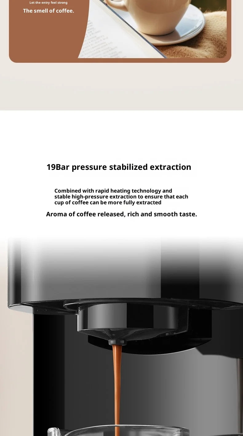 3 in 1 Multifunction Espresso Machine  Nespresso Capsule Coffee Machine Maker for Home Use