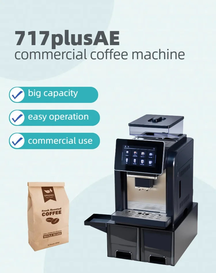 CE Electric Commercial Coffee Machine 19 Bar Espresso Machine Fully-Automatic Espresso Maker With Bean Grinder and Milk Frother