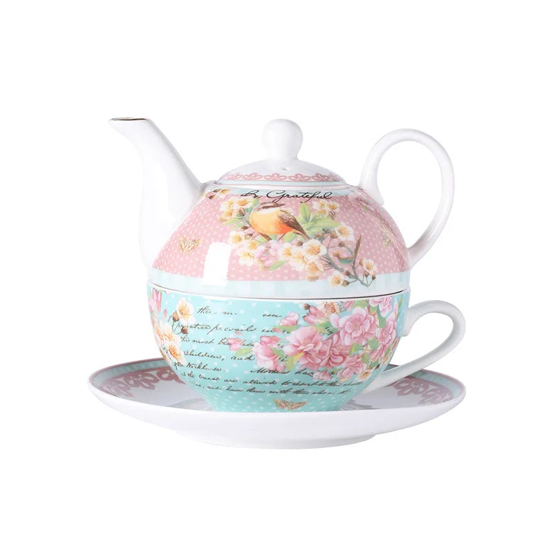 English Afternoon Tea Set, Single Person Mother-Daughter Teapot with Filter, Creative Floral Ceramic Tea Ware