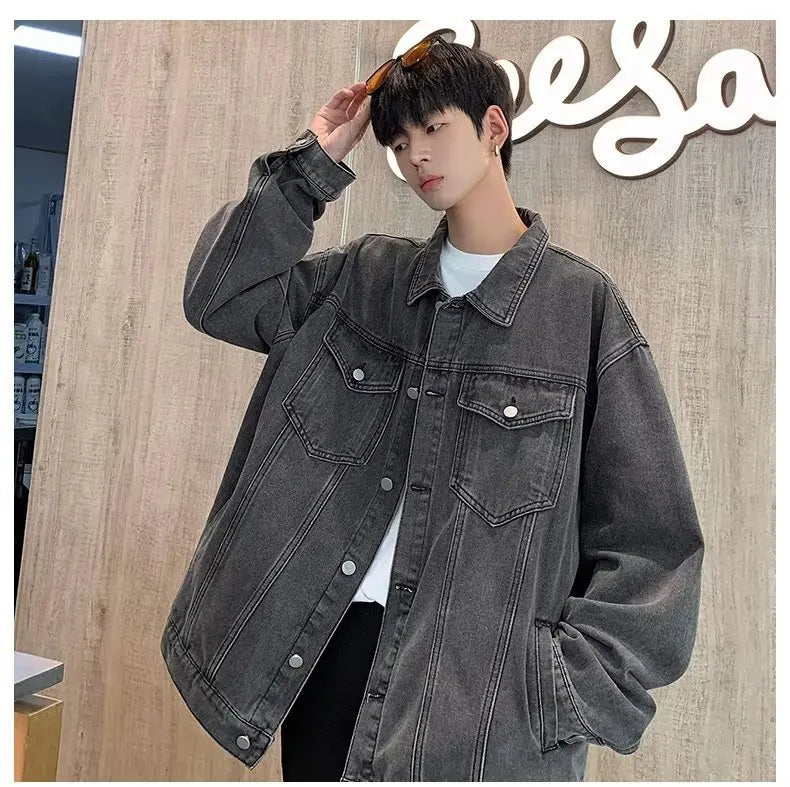 Denim Jackets for Men Baggy Vintage Personality Safari Style Trendy Urban Street Style Handsome Pockets Outwear American  Hombre