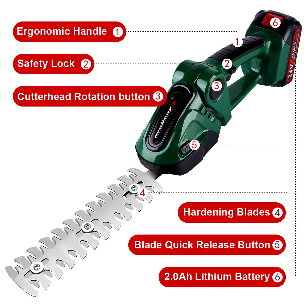 2in1 Electric Hedge Trimmer 20000rpm Household Lawn Mower Garden Scissors Grass Power Tool For Makita 18V Battery Pin