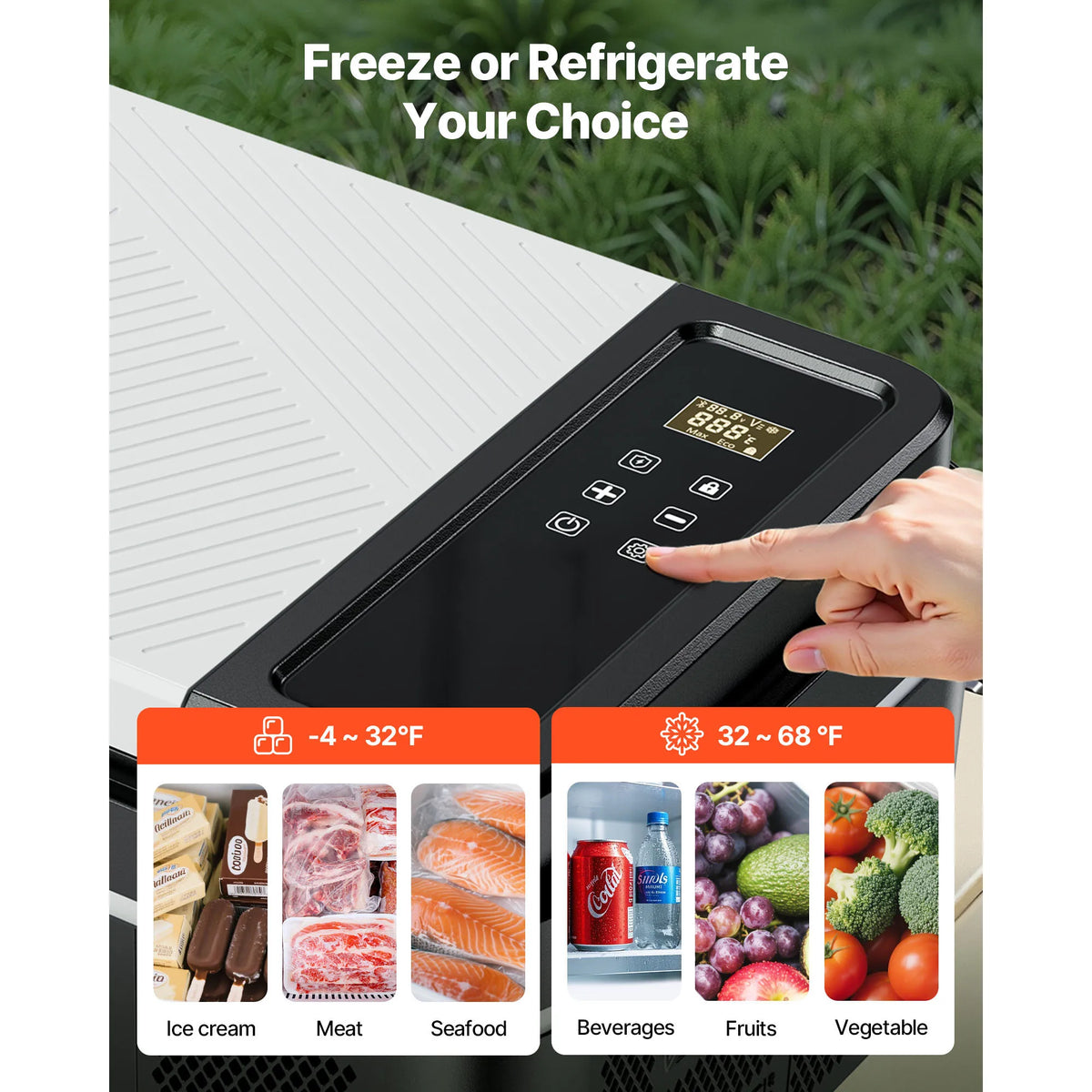 Succebuy 15L 20L 22L 30L 45L 55L Portable Car Cooler Refrigerator Electric Compressor 12V/24V DC 110-240V AC Freezer for Home