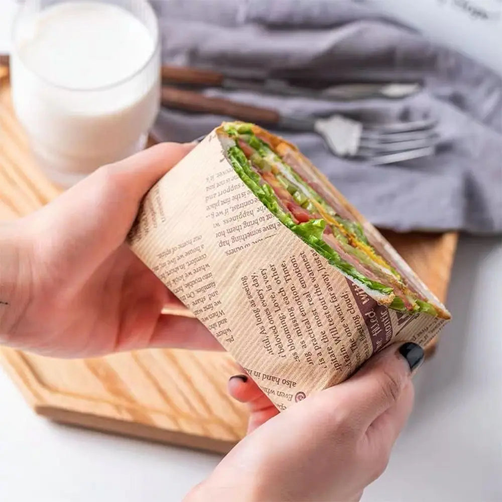 Non-stick Newspaper Style Food Wrappers Paper Wrapping Paper Wrapping Paper Wax Paper Oil-proof Baking Paper Food Packaging