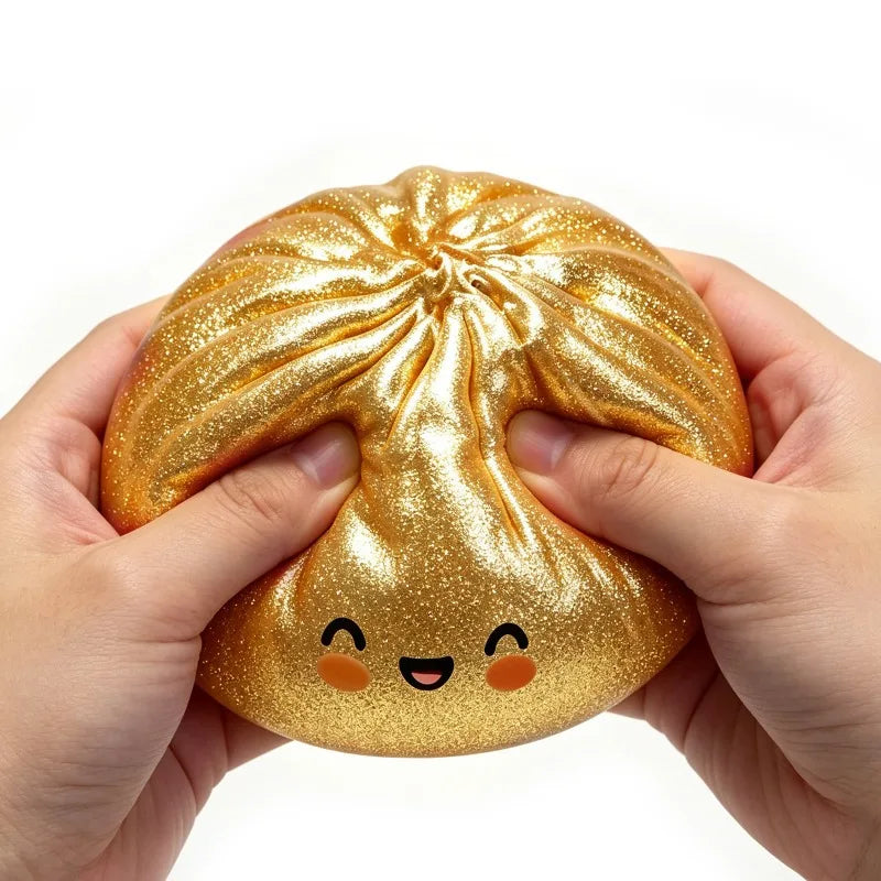 Glitter Dumpling Squishes Stress Balls 2026 Viral Fidget Toy Colorful Simulation Steamed Bun Decompression Toy for Anxiety