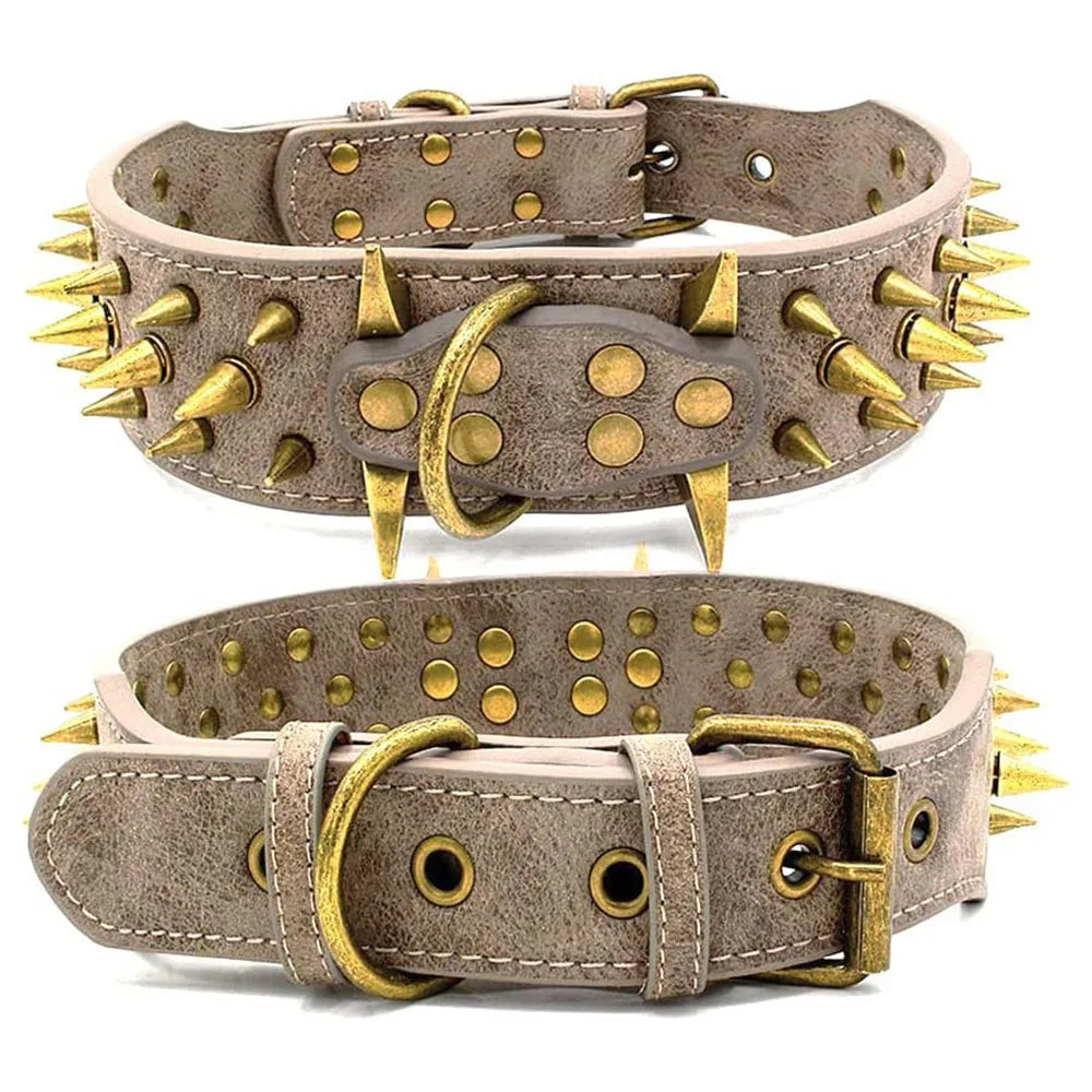 The Mighty Large Spiked Studded Dog Collar Protect Dog's Neck from Bites Durable & Stylish Dog Spike Collar for Mastiff Pitbull