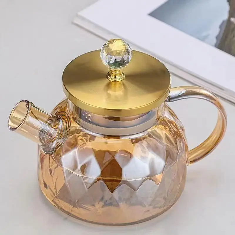 Borosilicate Glass Teapot Stovetop Safe,1000ml/1800ml Tea pot, for Loose Leaf Teas Fruit Teas Fragrant Tea