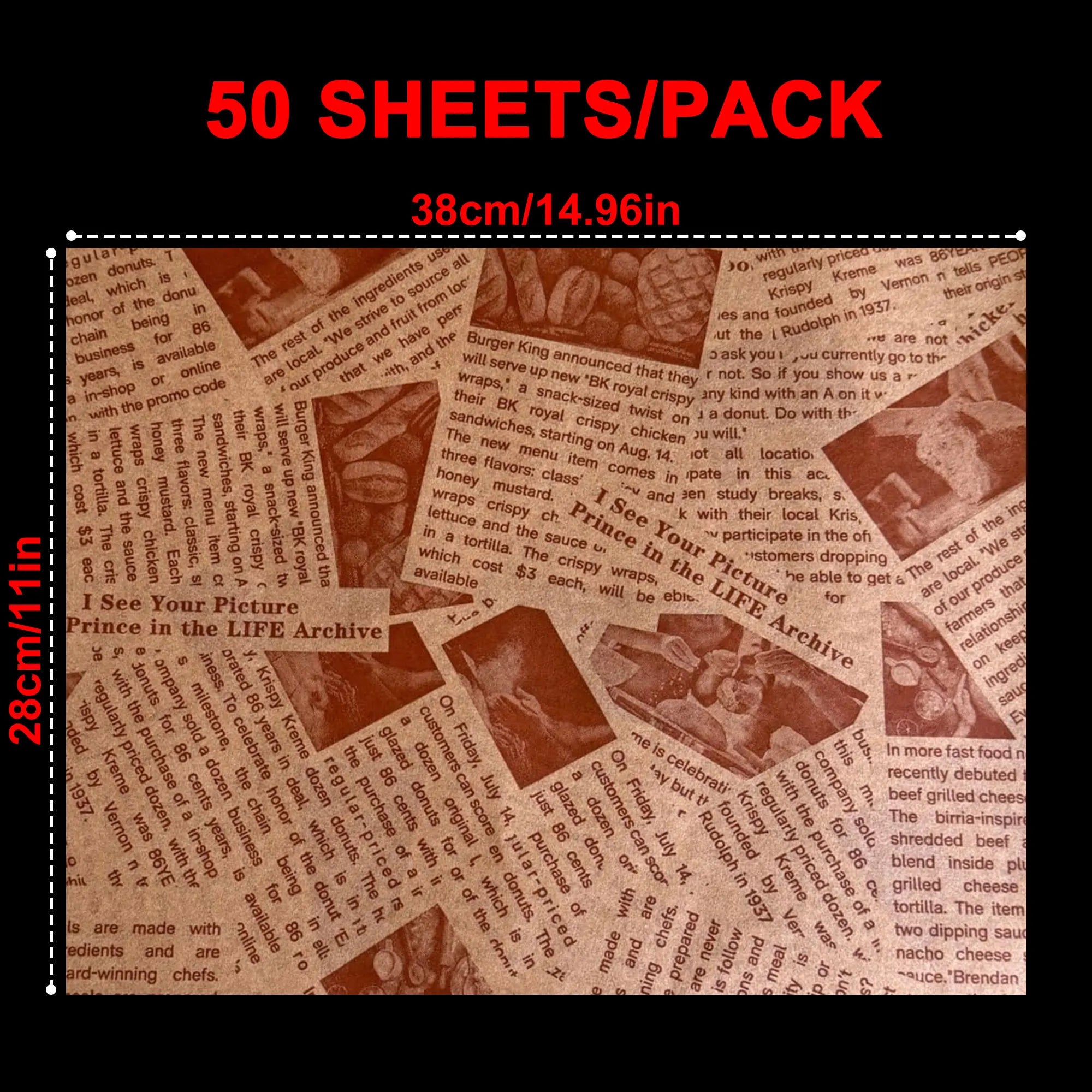 Wax Paper Sheets Grease Resistant Tray Basket Liners Newsprint Paper Water and Grease Proof Sandwich Wrapping Paper for Food