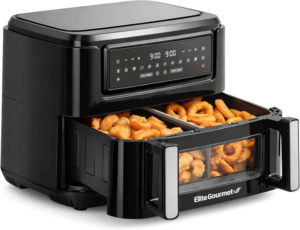 Dual Zone Air Fryer Oven 11QT, Sync Finish & Cook, PFAS Free Nonstick, 10 Presets for Air Fry Bake Roast Broil Toast Dehydrate