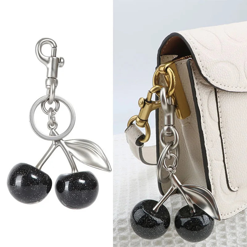Cherry Charm Handbag Pendant Keychain for Women's Exquisite Internet-famous Crystal Cherry Bag Accessories High-Grade Pendant