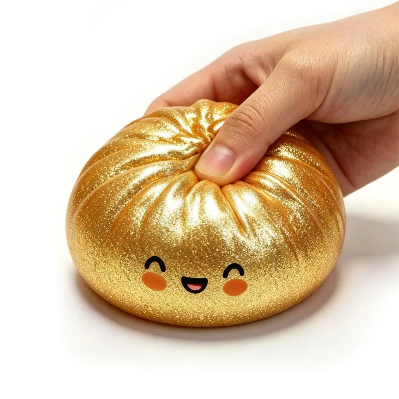 Glitter Dumpling Squishes Stress Balls 2026 Viral Fidget Toy Colorful Simulation Steamed Bun Decompression Toy for Anxiety