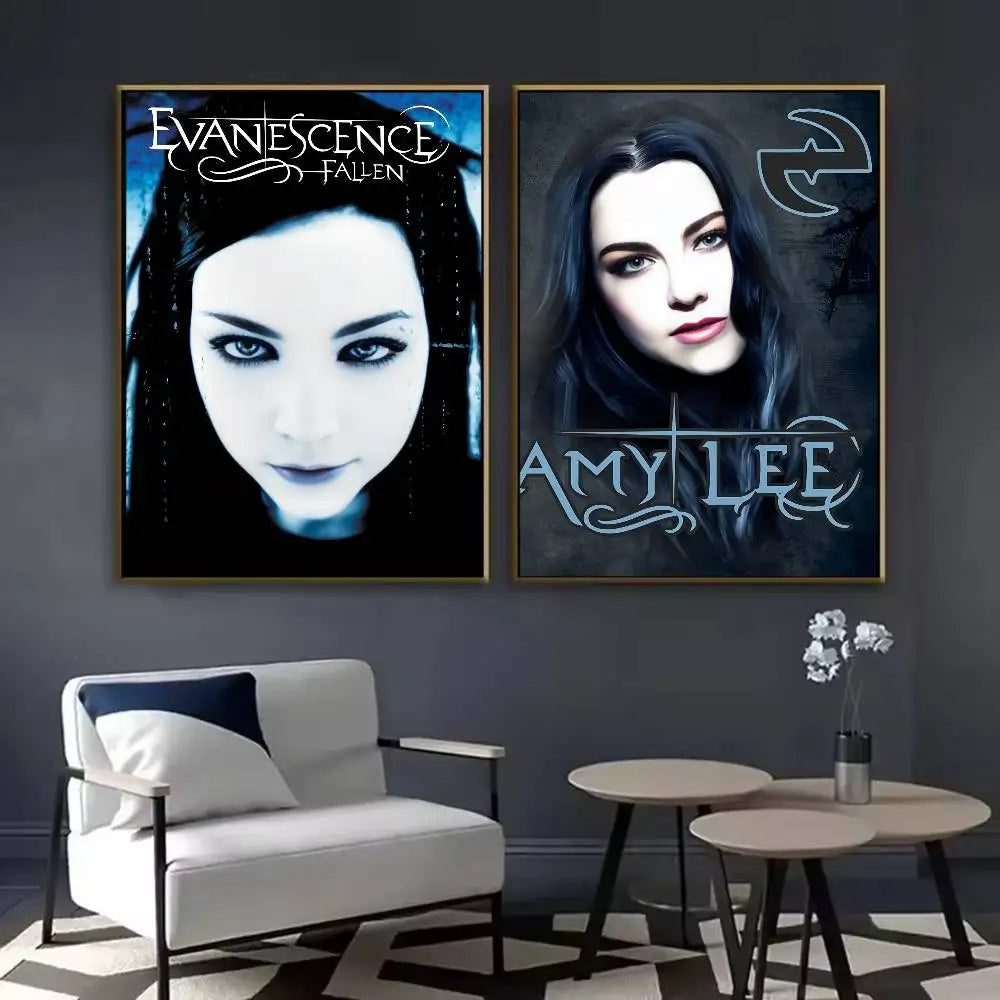 E-Evanescence A-Amy Lee Poster Sticky Wall Art Printing Waterproof Home Living Bed Room Bar Aesthetic Decor