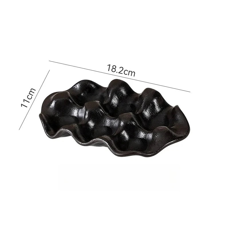 Vintage Ceramic Egg Tray Minimalist Ceramic Kitchen Refrigerator 6 Grid Egg Tray Home Food Storage Box Kitchen Storage Container