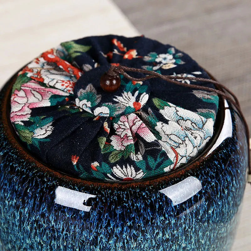 Ceramic Tea Box Tea Caddy Moisture Proof Sealed Jar Storage Tank Candy Jar Teas Container Teas Organizer Decorative Jar