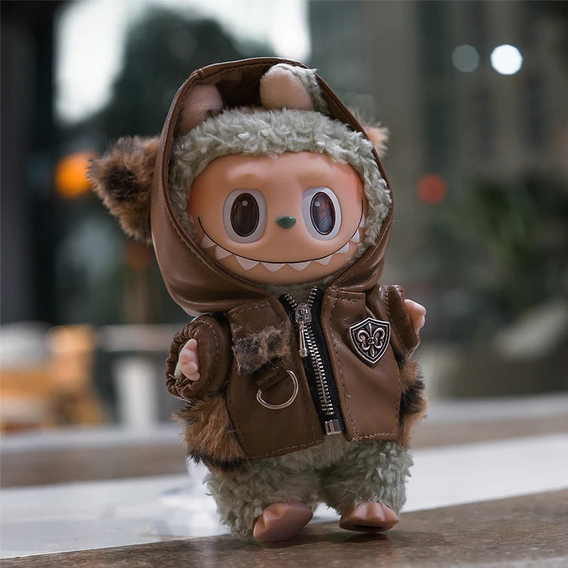 15/17cm Labubu Leather Jacket 10cm Labubu Clothes Punk Style Jacket Changing Game Clothes Labubu Accessories Ropa Labubu