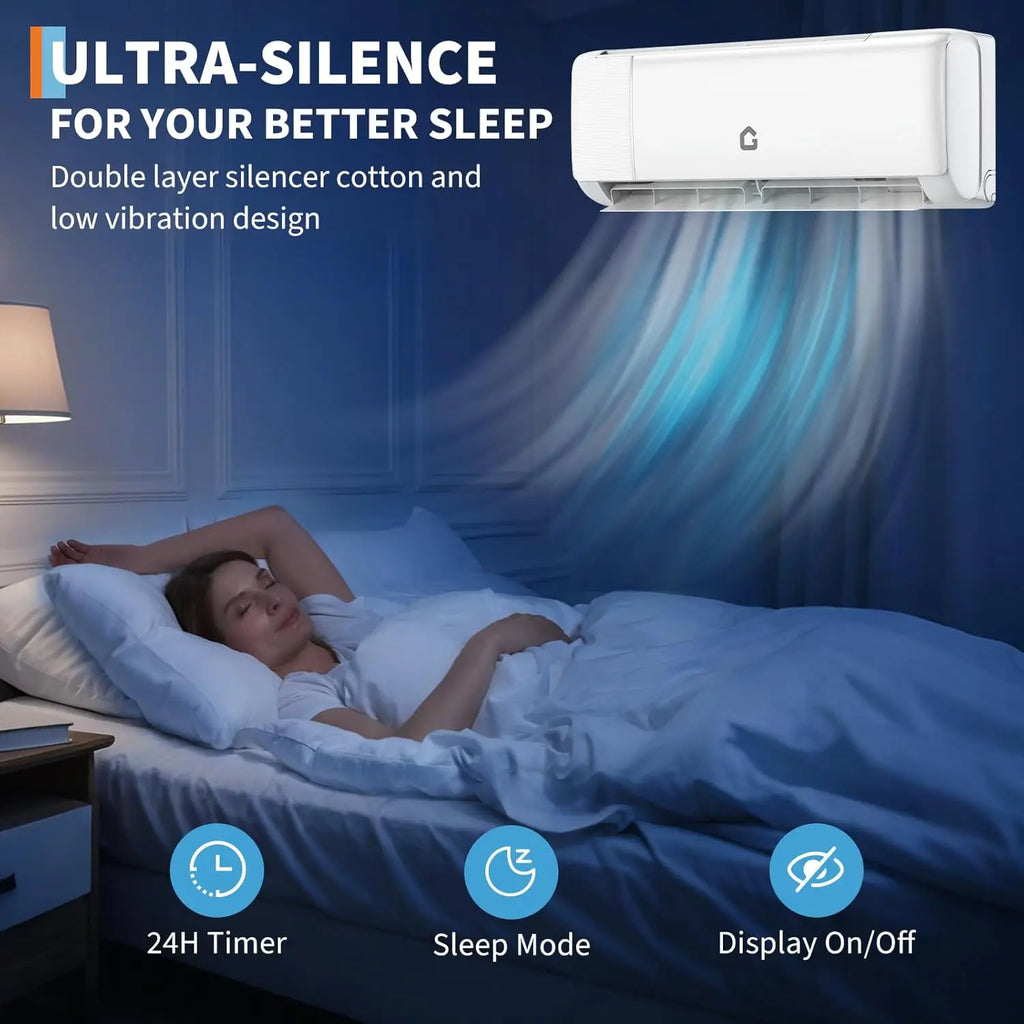 High SEER 18.5-22 Inverter Mini Split Air Conditioner Heat Pump – 9000-24000BTU 115V/230V WiFi Remote Easy Installation For Home