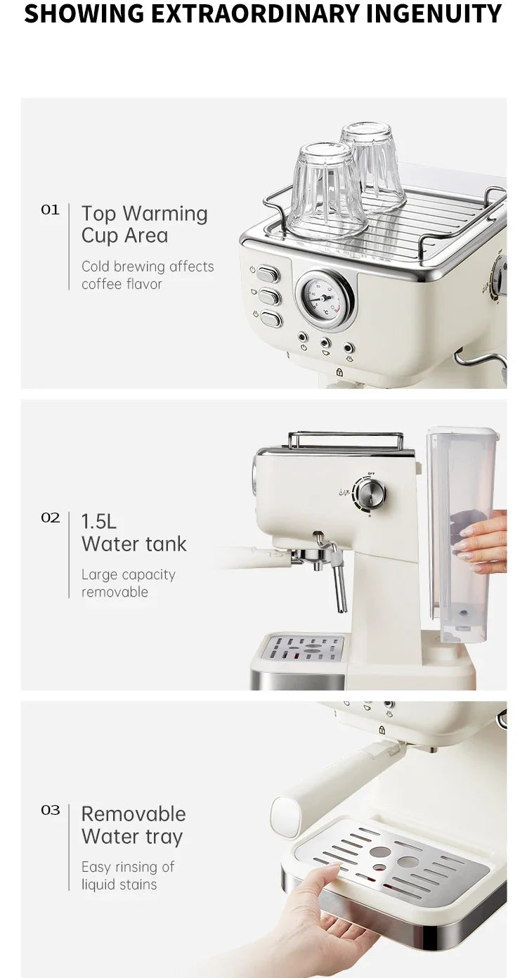 220V Italian Espresso Coffee Machine Stainless Steel Coffee Maker Semi-automatic Commercial Milk Frother Espresso Machine Office
