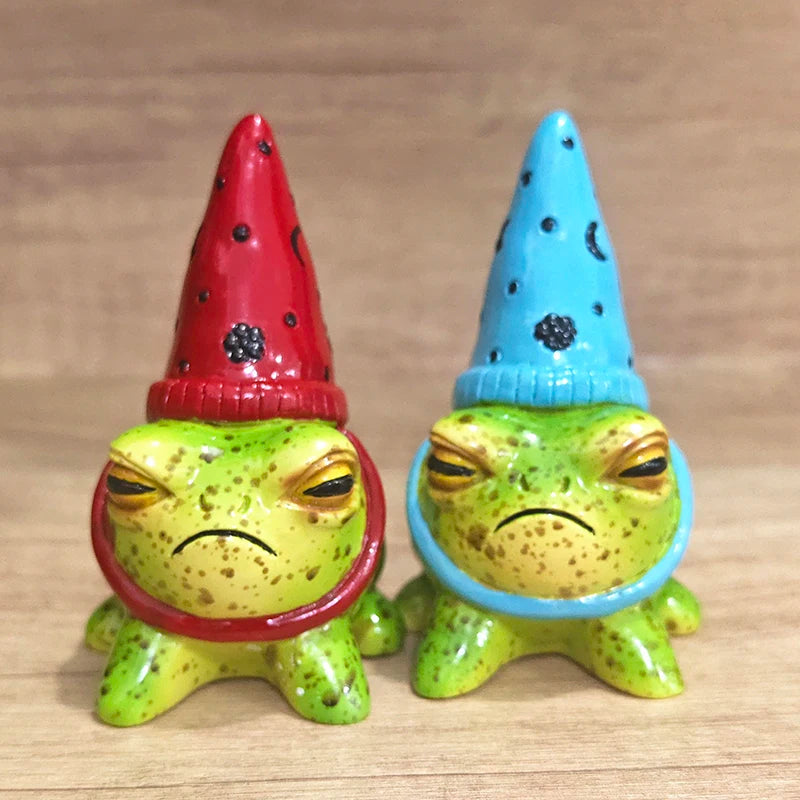Frog Statues For Garden Witch Hat Little Frog Statue Resin Figurine Outdoor Yard Art Sculpture Hand-Painted Bonsai Ornament
