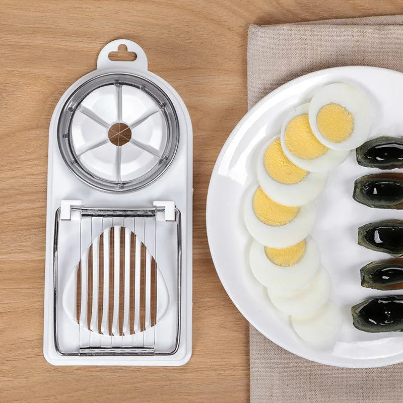 Multi Functional Egg Cutting Artifact Kitchen Household Stainless Steel Cutter Preserved Eggs Divider Two in One Egg Cutter