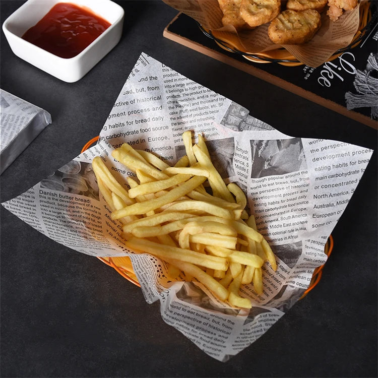 50 Pcs Parchment Paper Sheets Sandwich Wrap Wax Paper Deli Wax Paper Sheets Grease Resistant Tray Basket Liners Newsprint Paper