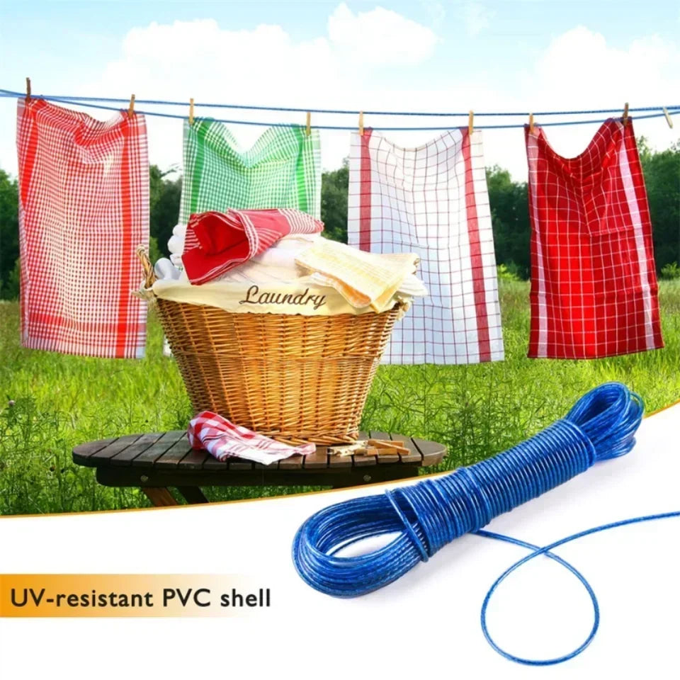 Clothing drying rope, 787.4 inch 3mm rope,  garden washing line, steel wire PVC cloth rope, outdoor travel camping accessories