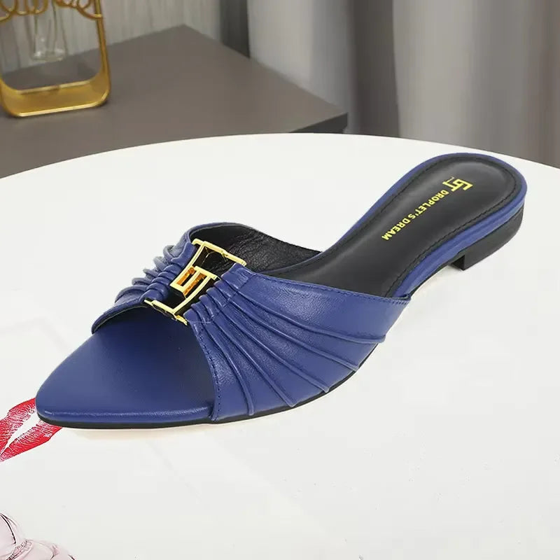 2025 Tendecy For Women Designer Slippers Slides Elegant Ladies Casual Party Sandals Quality Shoes Larger Size 44