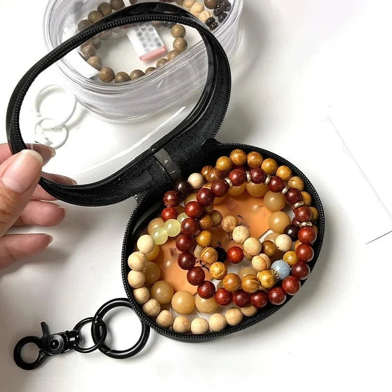 New Round Black PVC Transparent Storage Bag Jewelry Organizer Portable Keychain Data Cable Earphone Coin Charger Storage Pouches
