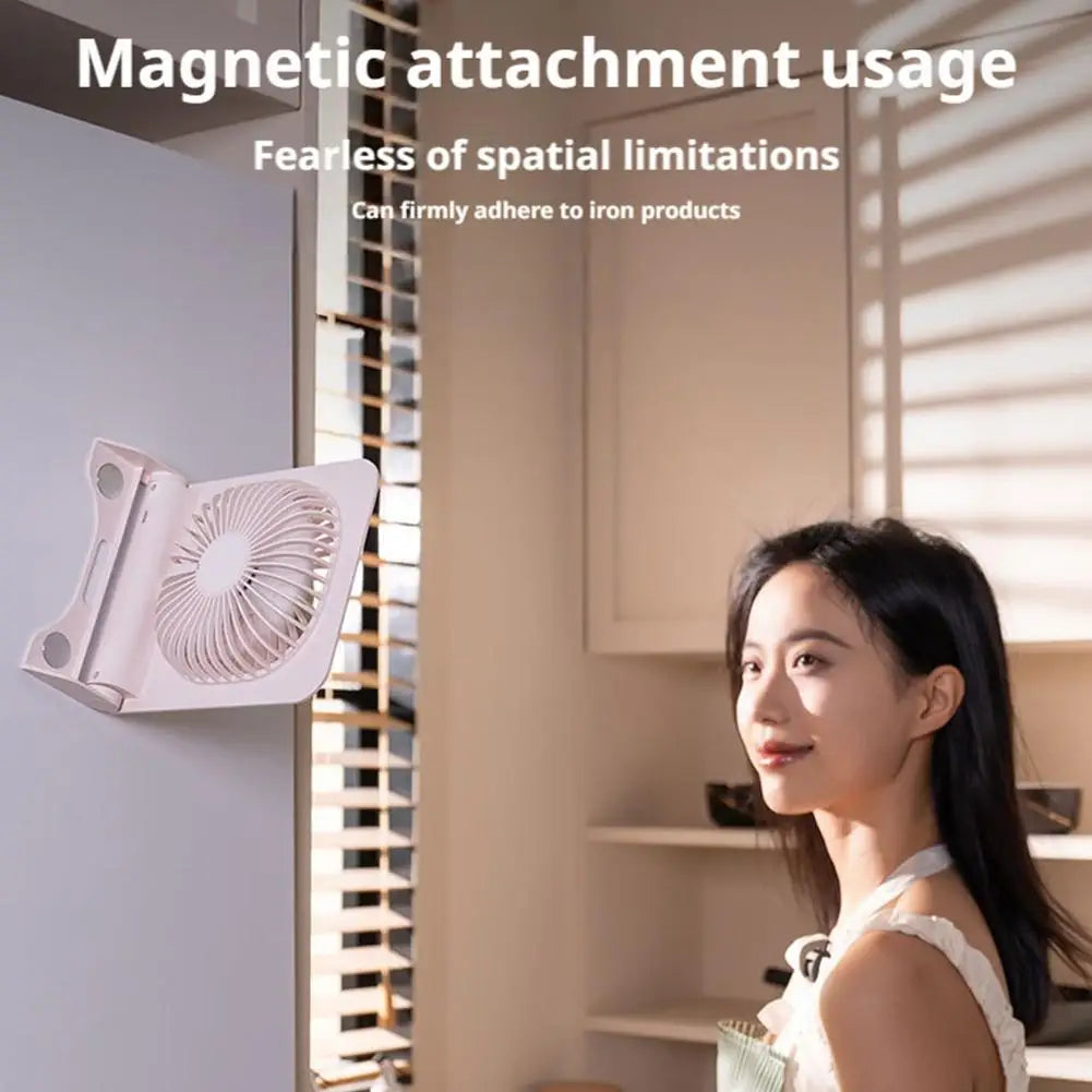 Portable Mini Desk Fan Table Power Display Ultra Quiet Hang Fan For Office Home USB Rechargeable Foldable Table Fan With 5 Gear