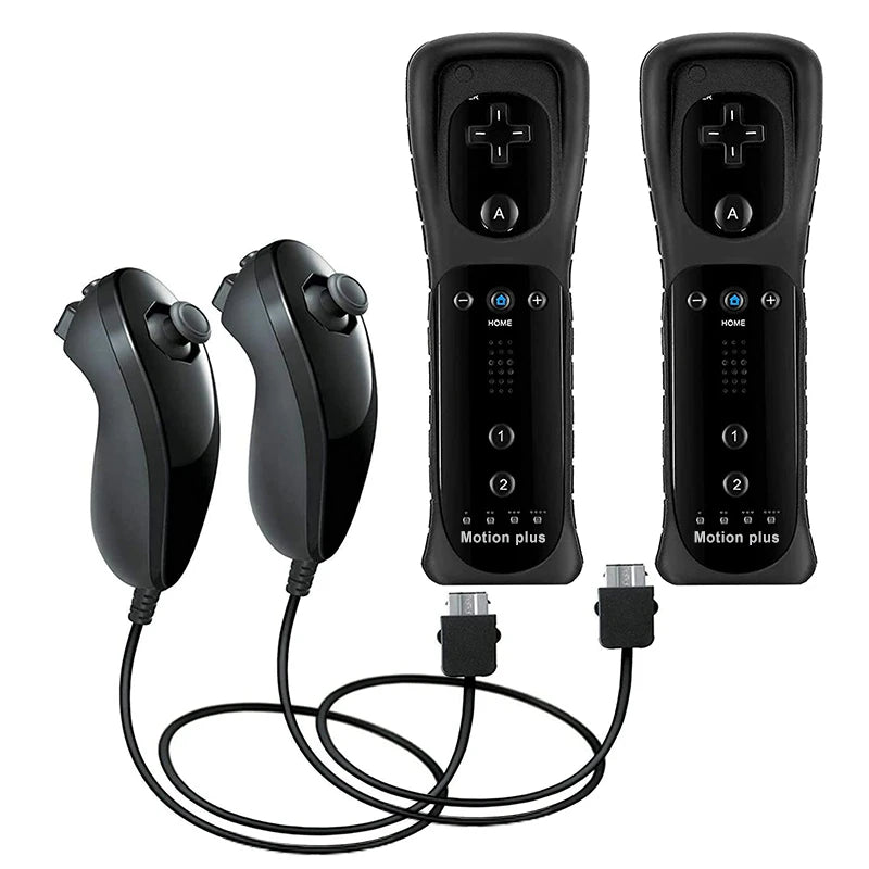 2PCS Remote Controller with Nunchuck Controller for Wii Console Wireless Gamepad with Motion Plus for  Wii Games Control
