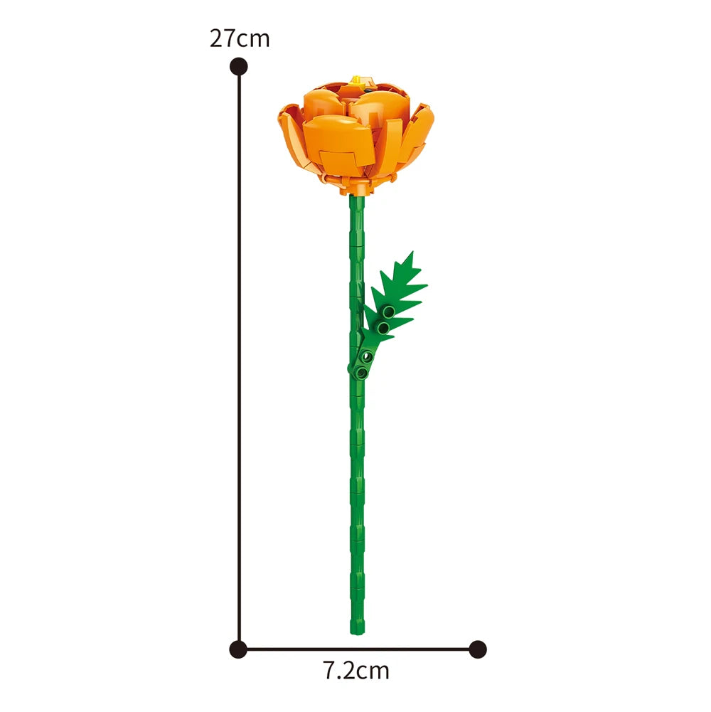 Creativity Potted Plants Bouquet Rose Lily Flower Home Desk Plant Decoration Assemble Building Blocks Bricks Toys Girls Gift