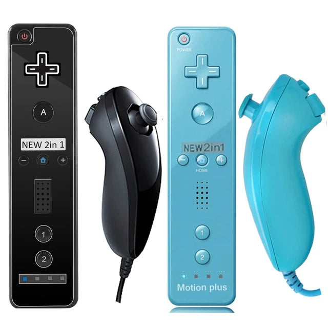 2PCS Remote Controller with Nunchuck Controller for Wii Console Wireless Gamepad with Motion Plus for  Wii Games Control