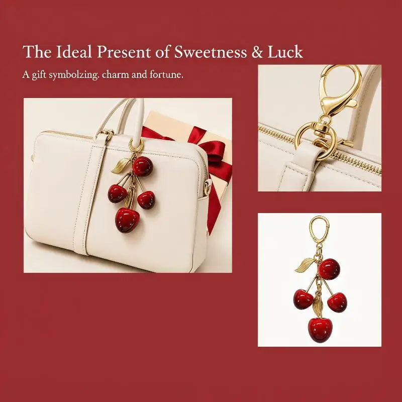 Luxury High Quality Cherry Bag Charms for Keychains Elegant Accessories Decoration