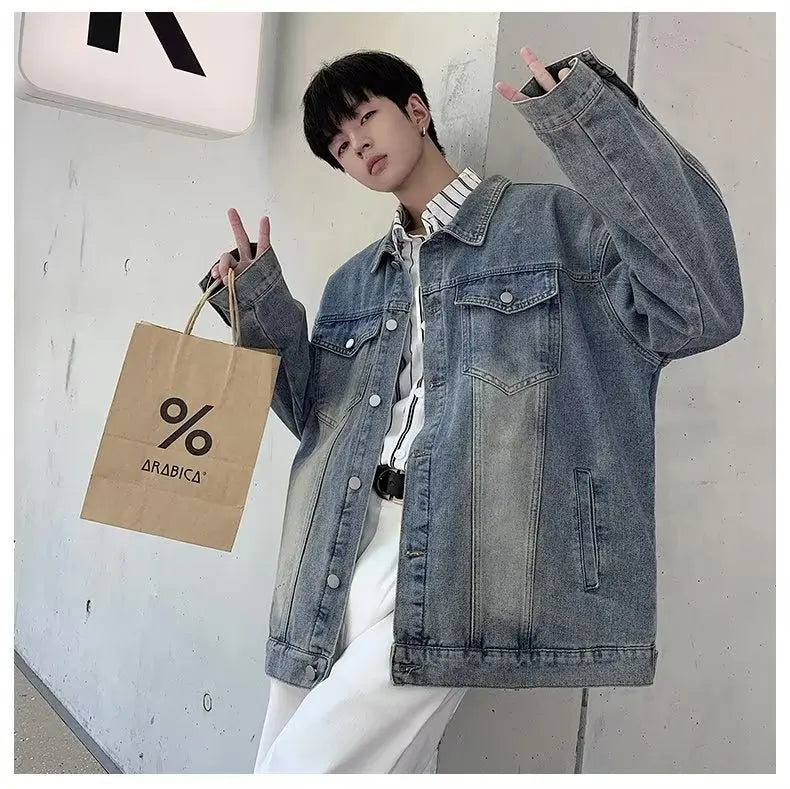 Denim Jackets for Men Baggy Vintage Personality Safari Style Trendy Urban Street Style Handsome Pockets Outwear American  Hombre
