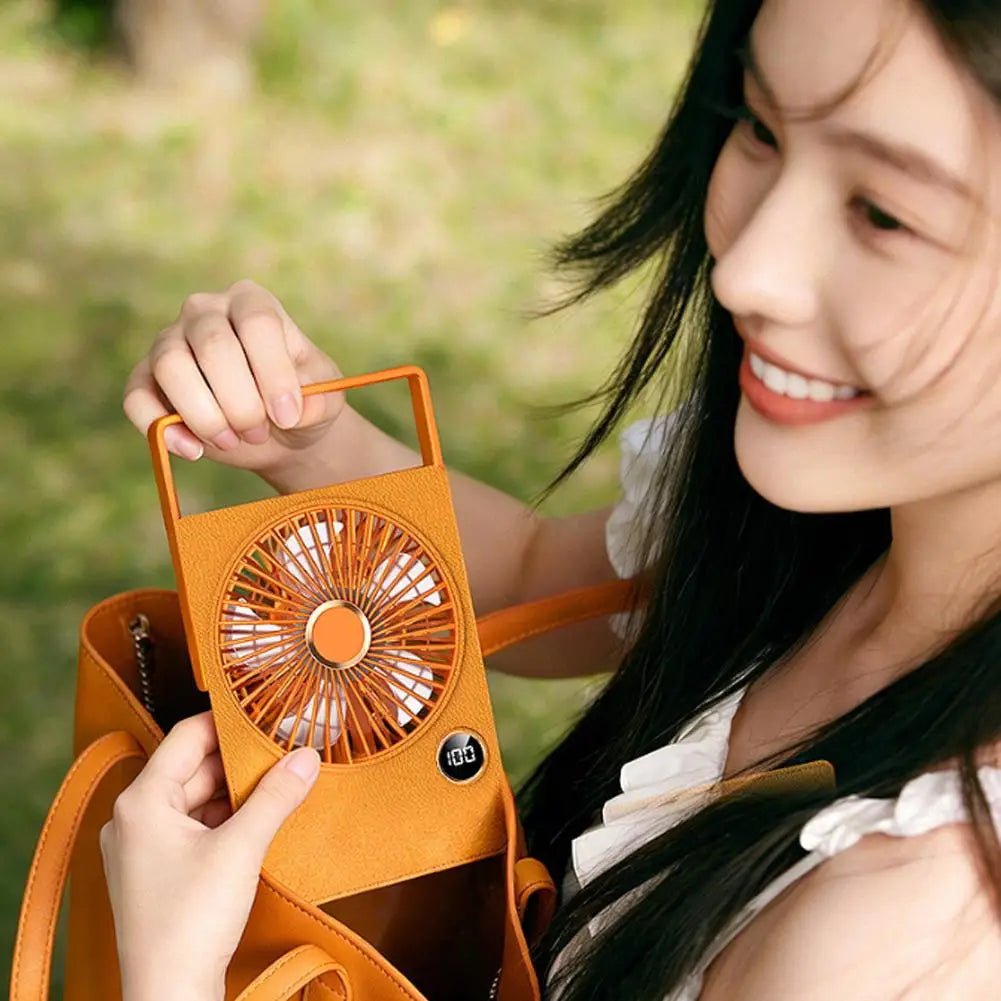 Portable Mini Desk Fan Office Wall Mounted Digital Display High Speed Brushless Motor Type-C Rechargeable Long Battery
