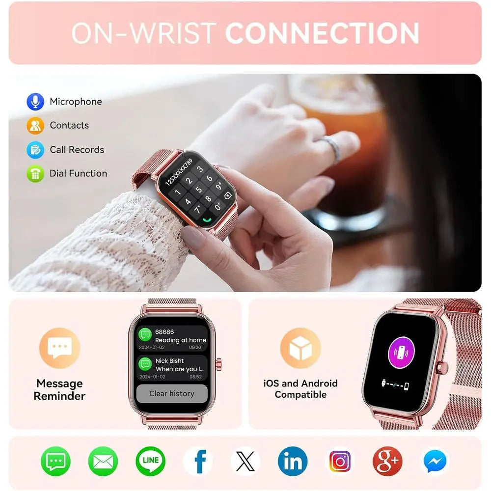 Smart Watch or Women Men, itnWatch or Android Pes iPe Compatible, 1.85" Smart Watches or Women Men, 110+ Sport es Smartwatch (2