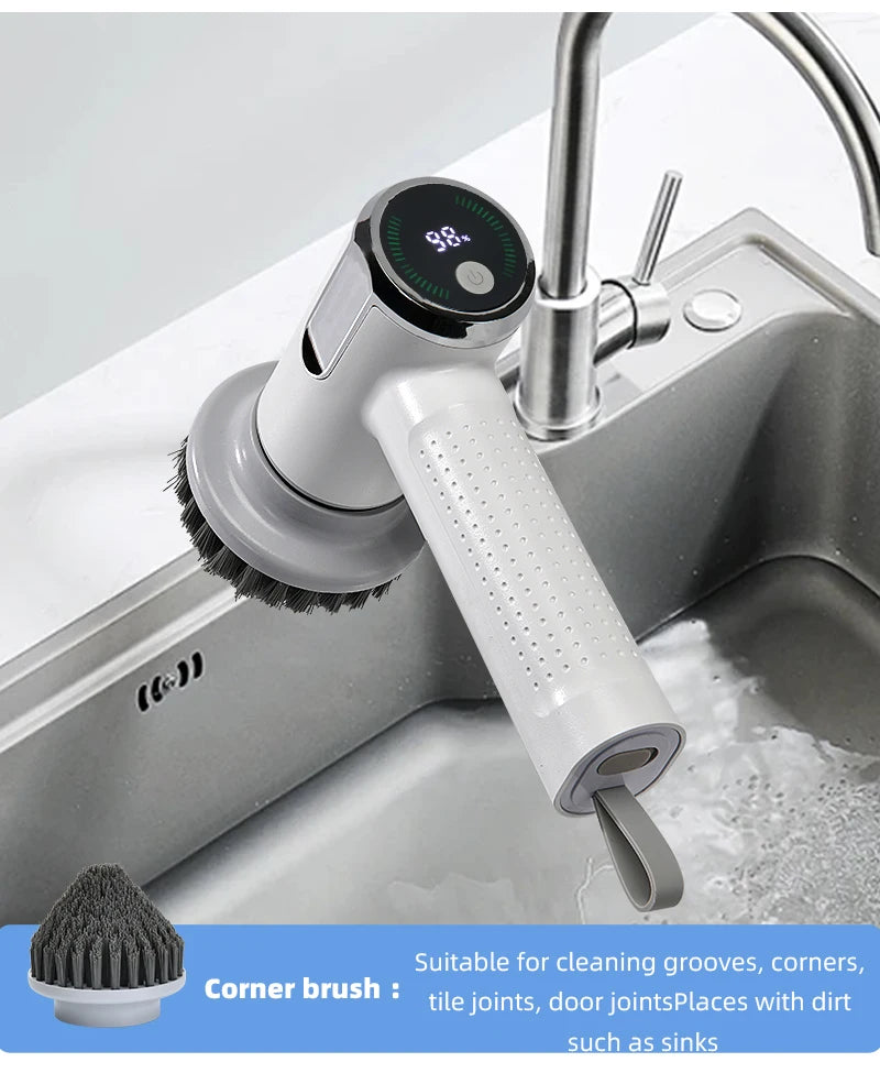 4-in-1 Electric Cleaning Brush IPX7 Waterproof Multi-Functional Wireless Handle Rechargeable Portable Brush For Bathroom Kitchen