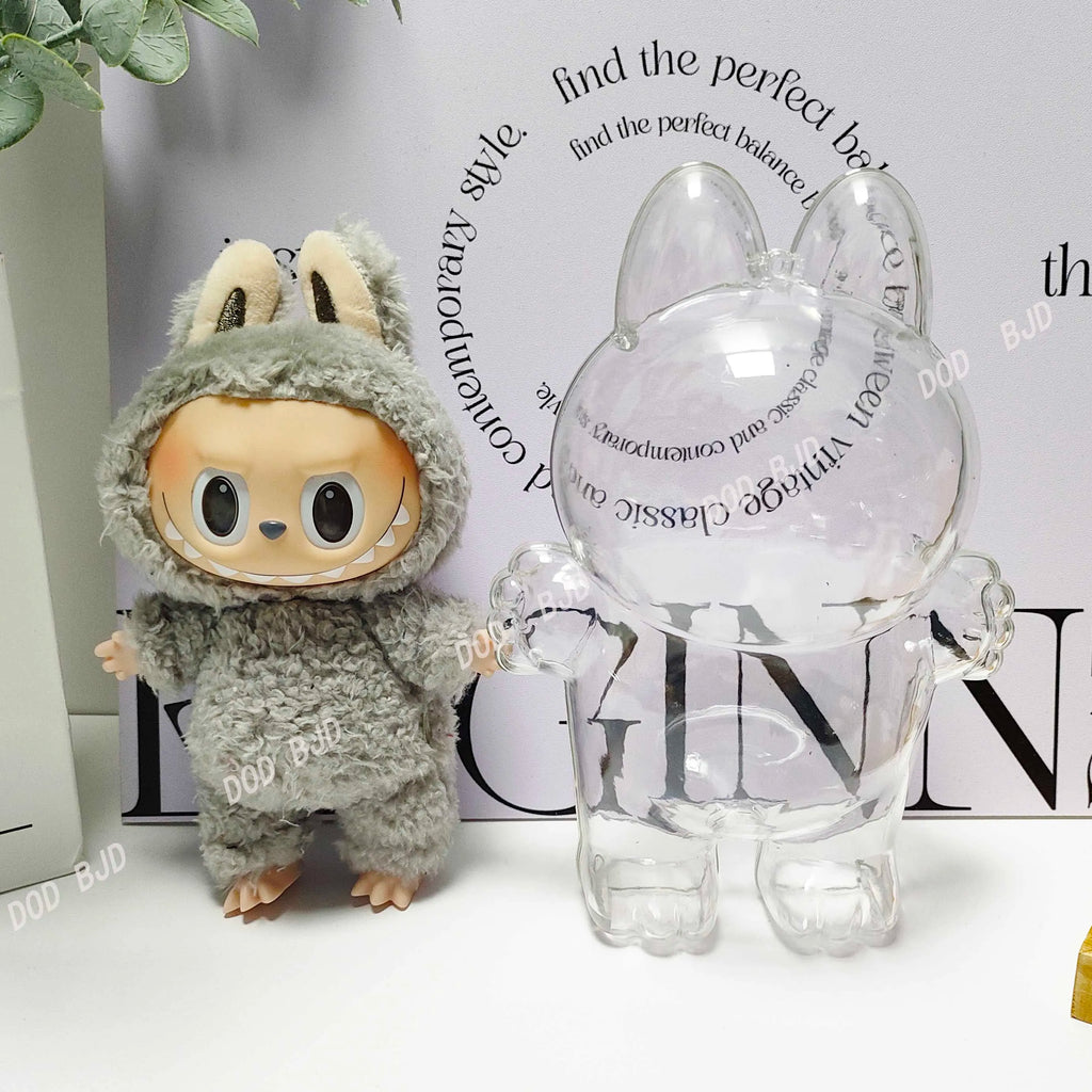 15cm 17cm Labubu Transparent Protective Shell Labubu V1 Macaron  Labubu V2  have a seat Doll Accessores