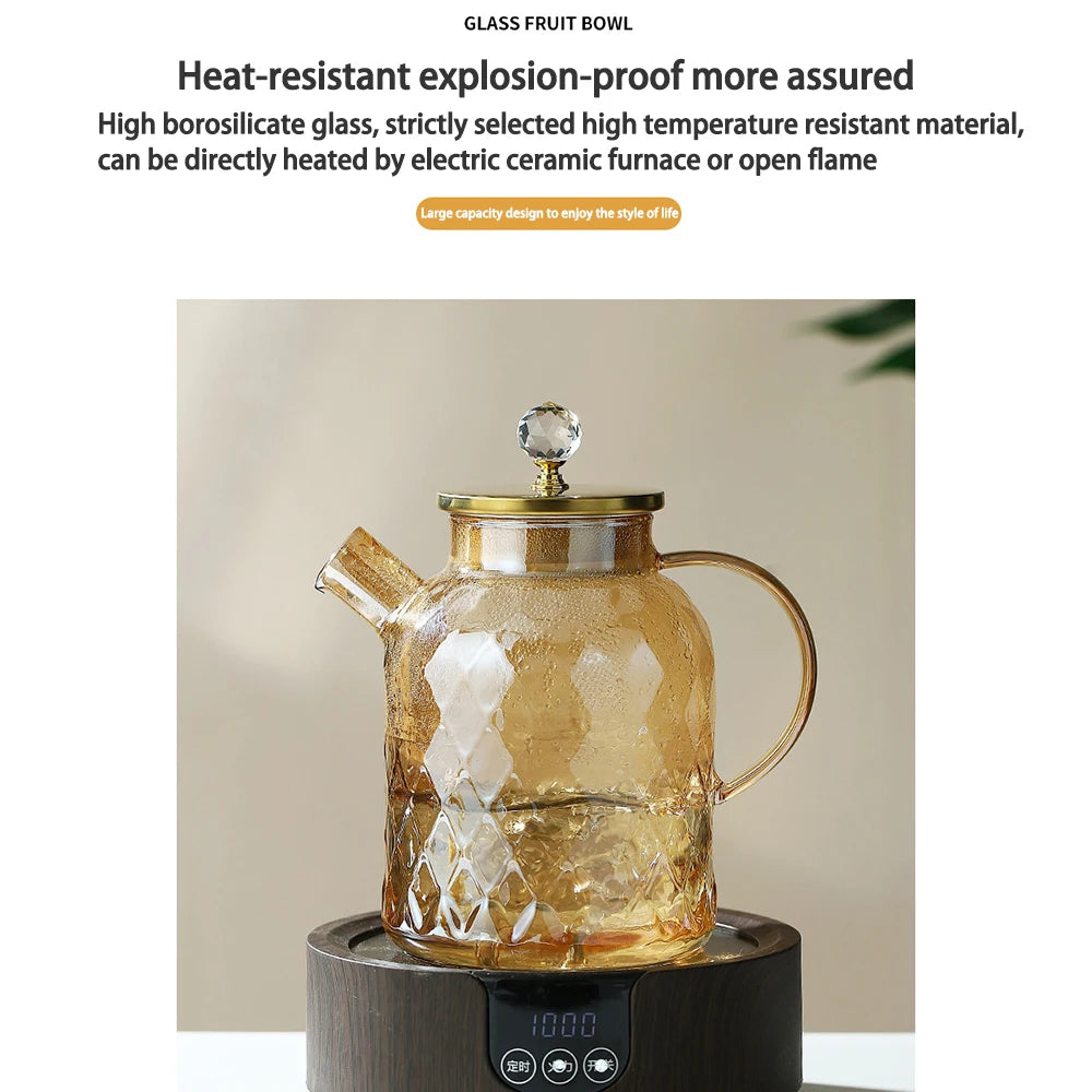 Borosilicate Glass Teapot Stovetop Safe,1000ml/1800ml Tea pot, for Loose Leaf Teas Fruit Teas Fragrant Tea
