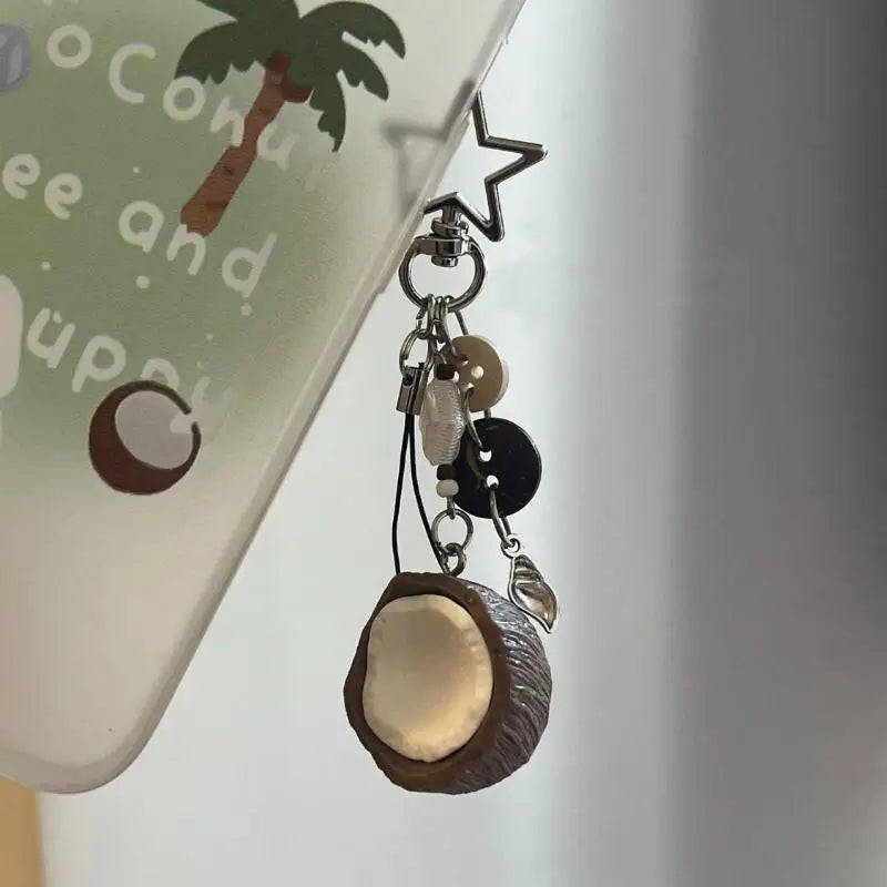 Beaded Coconut Bag Charm for Purses Handbags Bag Accessories Fashion Charms Car Keyrings Gift for Womens Girls