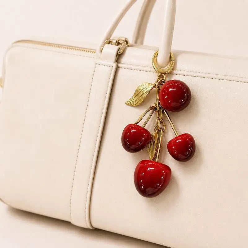 Luxury High Quality Cherry Bag Charms for Keychains Elegant Accessories Decoration