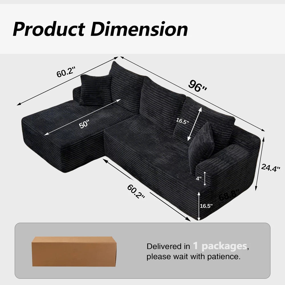 Modern L Shaped Convertible Sofa Bed 3 Seater Compressed Flat Pack Living Room Furniture Set Sofa for Small Spaces