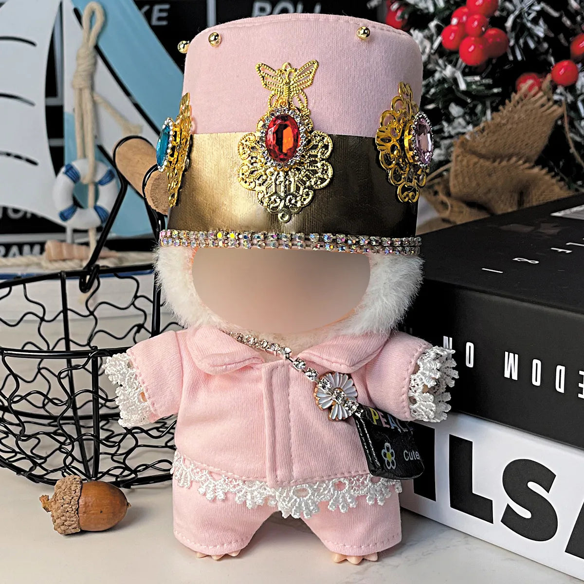 Labubu Clothes 15 17cm Doll DIY Clothing Accessories Fashion Ably luxurious style with Straw Hat Leather Jacket Denim Outfit