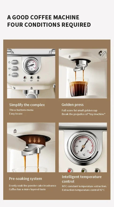 220V Italian Espresso Coffee Machine Stainless Steel Coffee Maker Semi-automatic Commercial Milk Frother Espresso Machine Office