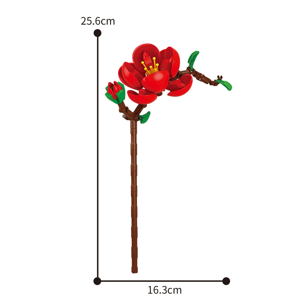 Creativity Potted Plants Bouquet Rose Lily Flower Home Desk Plant Decoration Assemble Building Blocks Bricks Toys Girls Gift