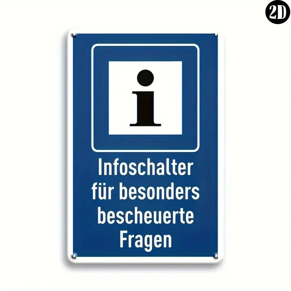 Funny German Infoschalter Metal Tin Sign 30x20cm, Retro Bar Wall Decor