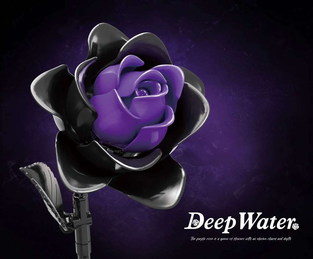 822PCS MOC Gothic Purple Rose Flowers Building Blocks Artificial Botanical Decor Toys Valentines Girlfriend Birthday Bricks Gift